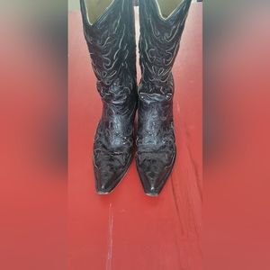 Corral black leather and sequin inlay cowboy boots - size 8